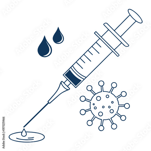Syringe injecting liquid into a container with a virus medical healthcare injection