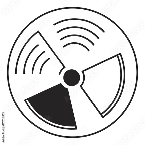 Nuclear radiation trefoil symbol warning sign hazardous radiation safety digital white background