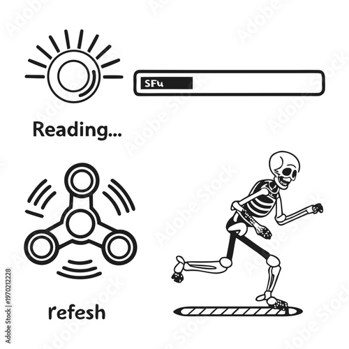 Loading and refresh symbols loading symbols refresh fidget spinner reading skeleton running