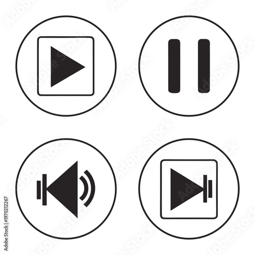 Media player controls play button pause button volume control audio