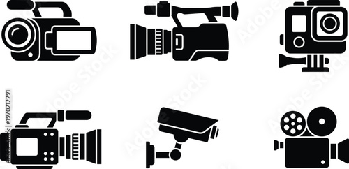 Collection of camera outlines showing different types for recording video