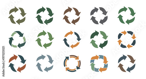 Recycling Arrow Icons Collection: Sustainable Cycle Symbols for Environmental Design