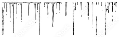 Hand drawn black ink dripping from top edge in grunge sketch style