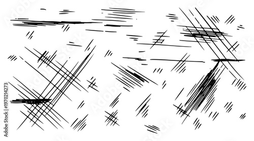 Bild auf Leinwand Minimalist abstract hand drawn line art with cross hatching texture and scratche