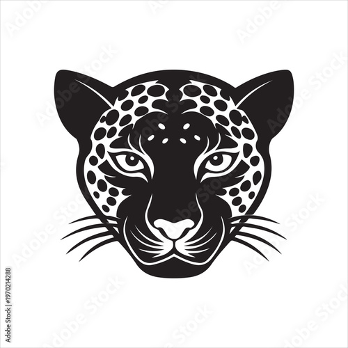 staring leopard silhouette vector icon
