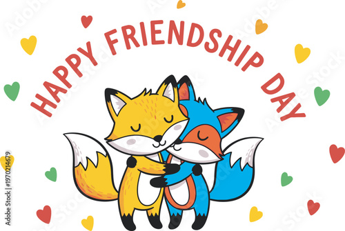 Friendship Day A cheerful cartoon panda riding a bicycle with a heart-shaped basket Vector