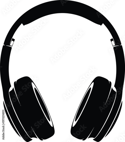 A pair of black headphones on a white background