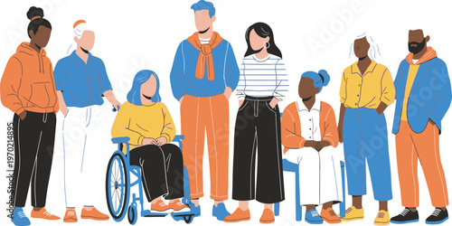 Friendship Day People wearing protective gear and masks in various professional settings Vector