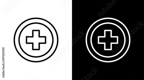 Hospital Sign White Icon Set Design