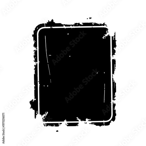 Black rectangle with white outline appears on screen