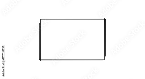 A rectangle shape is drawn on a plain surface with lines.
