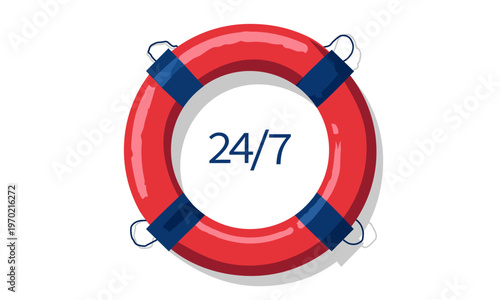  Minimalist lifebuoy with 24/7 support text