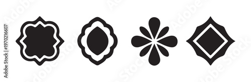 Classic frames and decorative borders with geometric diamond and scalloped edge silhouettes