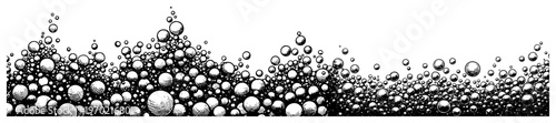 Vintage woodcut engraving of bubbles and foam rising in a dense pattern