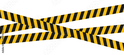 Yellow black hazard warning tape. Construction safety stripe barrier. Industrial caution line pattern. Danger restriction tape background