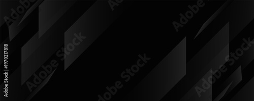 Modern Black Abstract Background with Geometric Dark Grey Gradient Shapes, Sleek Tech Header Design, Elegant Minimalist Carbon Texture for Corporate Presentation, Web Banner, and Luxury Wallpaper.