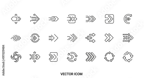 Arrow Line Icons Set: Direction, Navigation, and Movement Vector Symbols