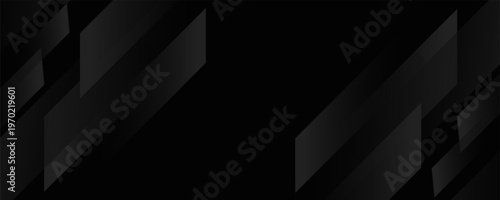 Modern Black Abstract Background with Geometric Dark Grey Gradient Shapes, Sleek Tech Header Design, Elegant Minimalist Carbon Texture for Corporate Presentation, Web Banner, and Luxury Wallpaper.