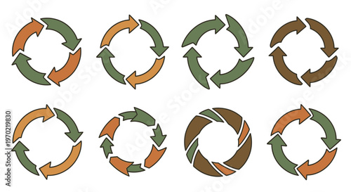 Circular Arrow Icons Set: Refresh, Recycle, Process, and Rotation Concepts