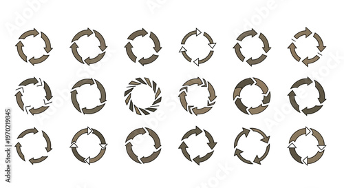 Circular Arrow Icons Set: Refresh, Reload, Cycle, and Process Symbols