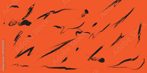  

Seamless vector pattern illustration featuring black bird silhouettes flying against a sunset sky background for nature wallpaper design