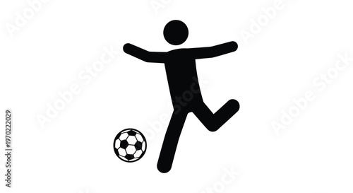 A dynamic black silhouette of a person kicking a soccer ball demonstrating athletic movement silhouette high quality professional