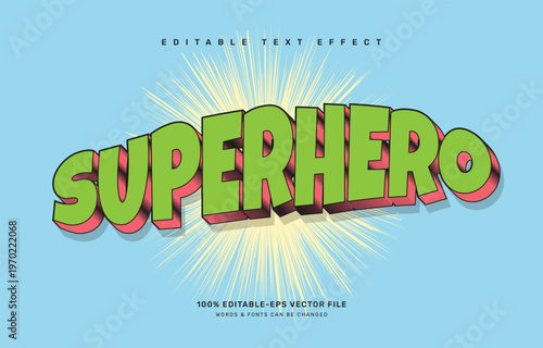 Retro superhero editable text effect template