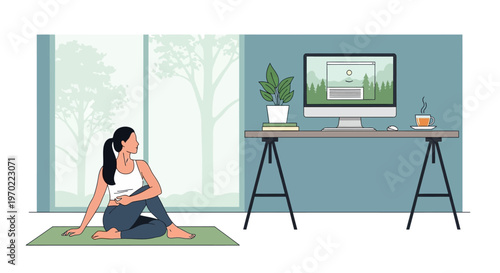 Woman doing yoga in a room.