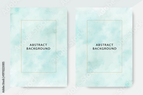 Elegant Mint Green Watercolor with Gold Geometric Frame