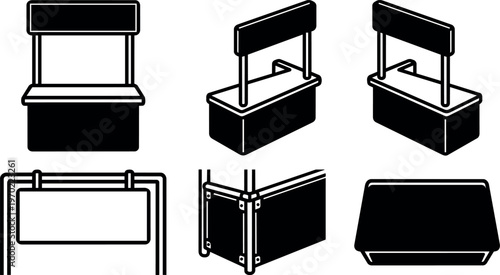 Market stall booth front and side views