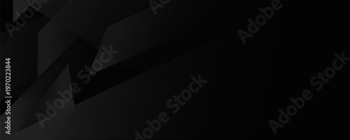 Modern Black Abstract Background with Geometric Dark Grey Gradient Shapes, Sleek Tech Header Design, Elegant Minimalist Carbon Texture for Corporate Presentation, Web Banner, and Luxury Wallpaper.