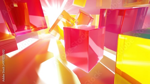 Vibrant Abstract Geometric Cubes in Bright Modern Light