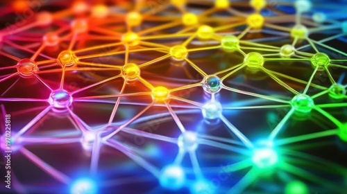 Vibrant Network of Glowing Connections Representing the Internet of Things and High-Tech Digital Communication