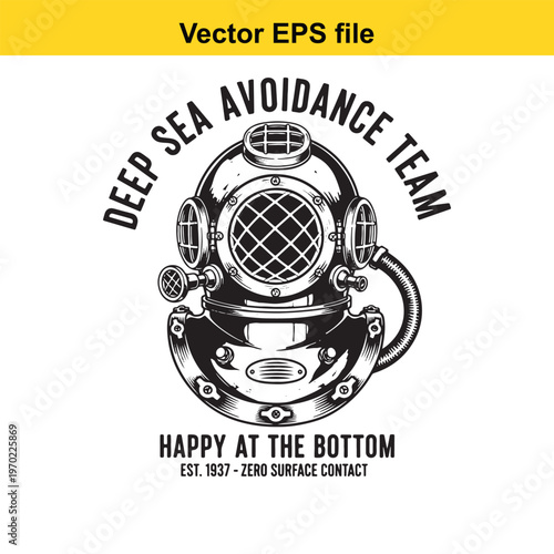 Deep sea avoidance team vintage logo with helmet