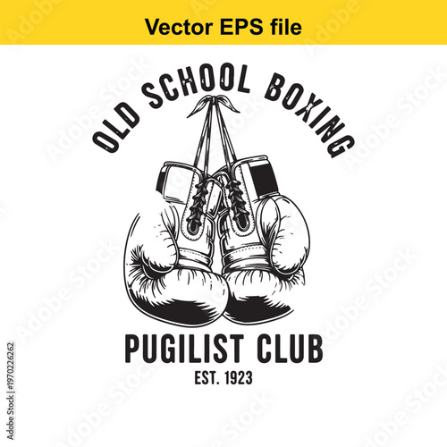 Vintage illustration of boxing gloves and text