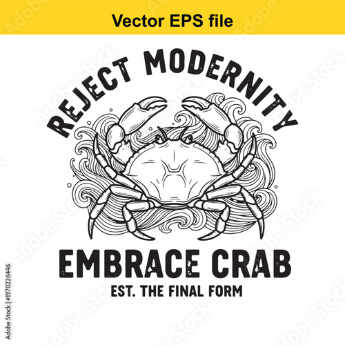 Reject modernity and embrace crab with a vintage illustration