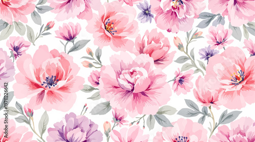 Beautiful garden inspired background showcasing pastel flowers and gentle foliage in harmonious arrangement