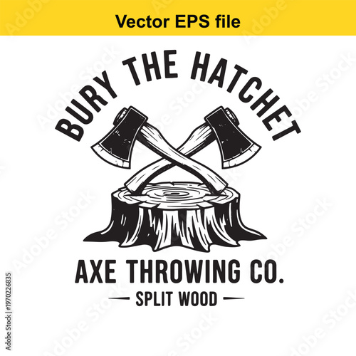 Bury the hatchet axe throwing company logo