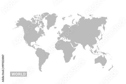 World map - Minimal Flat Vector Illustration in Black and Gray, Isolated on White Background, Ideal for Infographics, Educational Use, Reports, and Presentations.