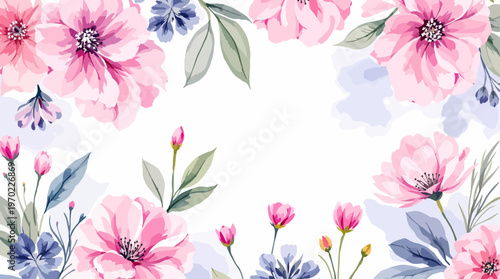 Elegant botanical illustration featuring delicate blossoms arranged in a soothing and balanced background composition