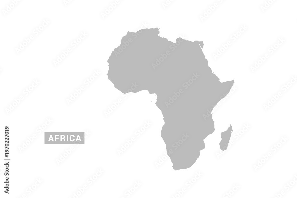 Fototapeta Africa map - Minimal Flat Vector Illustration in Black and Gray, Isolated on White Background, Ideal for Infographics, Educational Use, Reports, and Presentations.