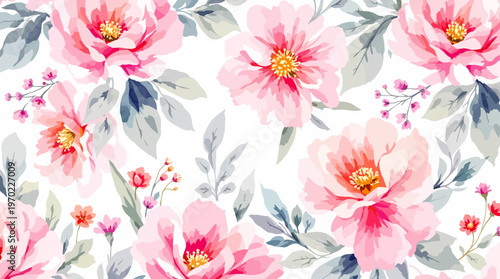 Vintage inspired botanical background filled with delicate blossoms and subtle foliage in artistic arrangement