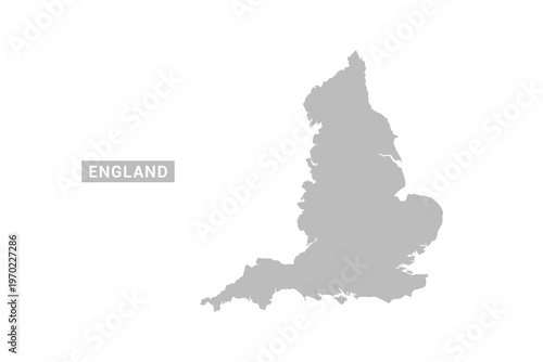 England map - Minimal Flat Vector Illustration in Black and Gray, Isolated on White Background, Ideal for Infographics, Educational Use, Reports, and Presentations.