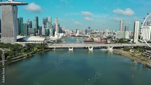 Singapore: Aerial view of famous island country and city-state - landscape panorama of Southeast Asia from above
