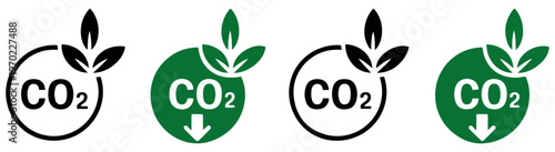 co2 reduction sustainability eco icons vector set