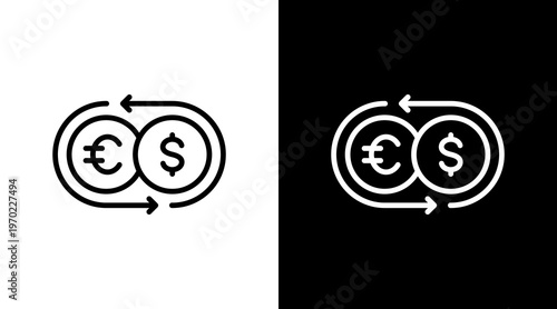 Currency Exchange White Icon Set Design