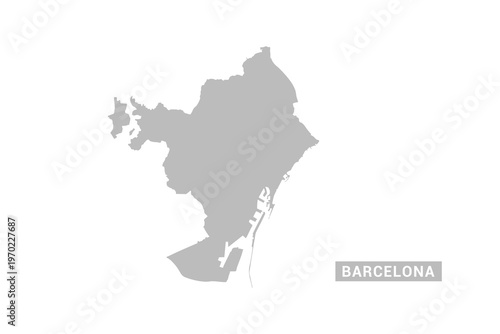 Barcelona map - Minimal Flat Vector Illustration in Black and Gray, Isolated on White Background, Ideal for Infographics, Educational Use, Reports, and Presentations.