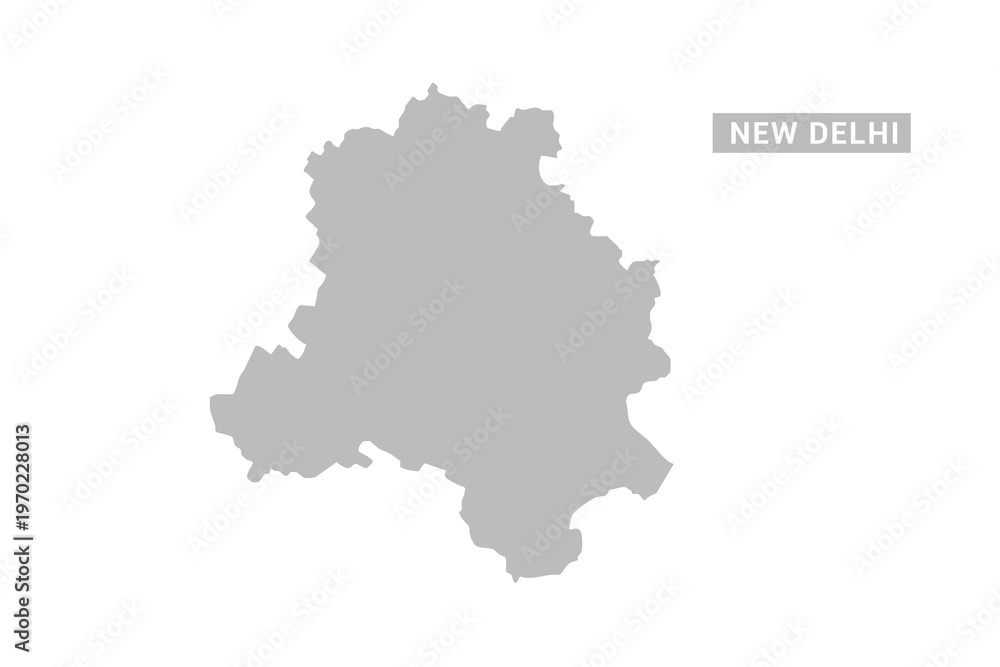 Fototapeta premium NEW Delhi map - Minimal Flat Vector Illustration in Black and Gray, Isolated on White Background, Ideal for Infographics, Educational Use, Reports, and Presentations.