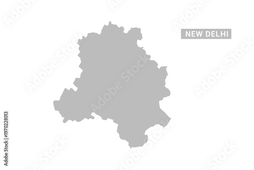 NEW Delhi map - Minimal Flat Vector Illustration in Black and Gray, Isolated on White Background, Ideal for Infographics, Educational Use, Reports, and Presentations.