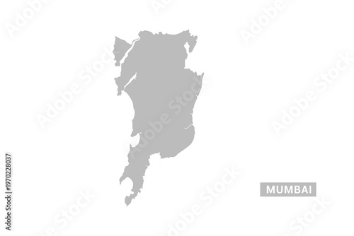 Mumbai map - Minimal Flat Vector Illustration in Black and Gray, Isolated on White Background, Ideal for Infographics, Educational Use, Reports, and Presentations.